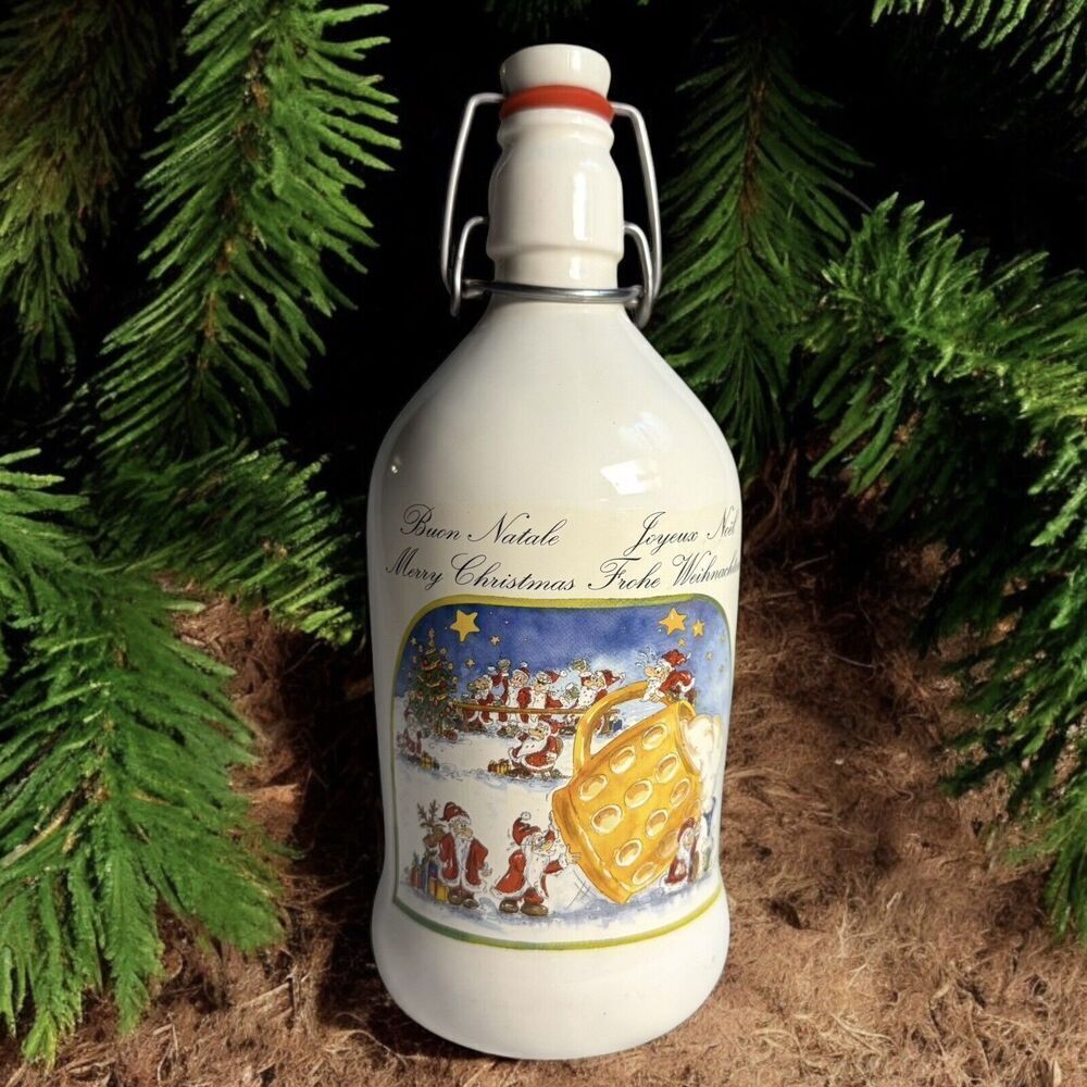 Vintage German Christmas Santa Beer Bottle 8” Franz Joseph Jubelfest Stein Jug